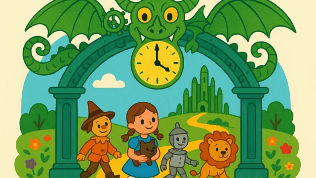 Wicked’s Time Dragon Clock Frames the Story